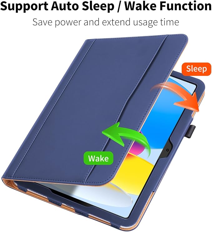 PU Leather Case for iPad A16 11th Gen 11 Inch for iPad 10th Gen CaseBlack | iPad 11/10.9 Inch 2025/2022 Cover with Pencil Holder Multi-Angle Stand Document Pocket and Auto Sleep/Wake