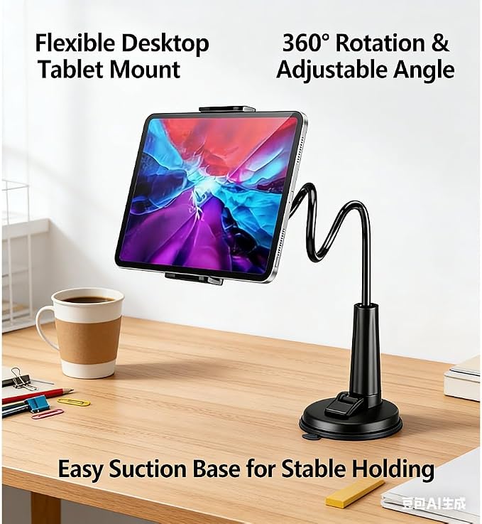 Long Arm Tablet Stand Holder for iPad Pro 11 10.2 10.5 Mini 6 Air for Xiaomi Mipad 4 5 (Black)