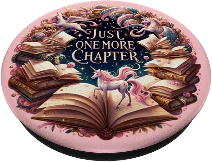 Just One More Chapter Bookish Unicorn Lover Girls Pink PopSockets Adhesive PopGrip