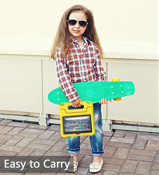 Kids Case for Amazon Fire 7 Tablet Case (12th Generation 2022)Blue | Lainergie Lightweight Easy to Carry Shockproof Kids Friendly Durable Hight Quality EVA Material Cover with Handle Stand