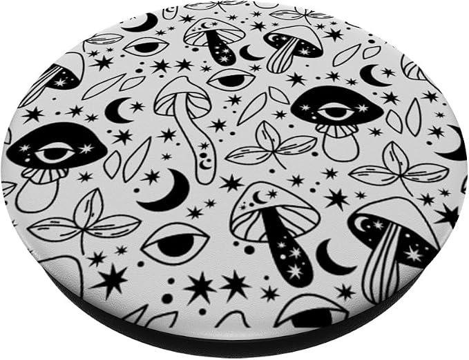 Retro Tropical Mushroom Flower Animal Pattern Design PopSockets Adhesive PopGrip