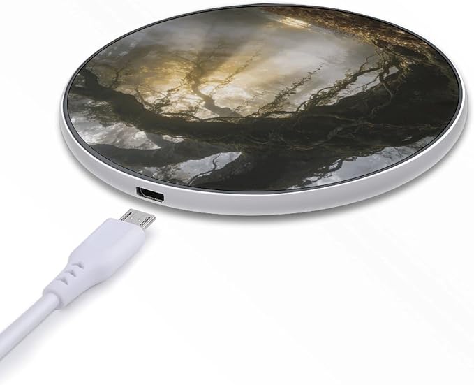 Misty Forest Wireless Charger Portable 10W Fast Wireless Charging Pad Compatible with Phone Ultra-Thin Charging Station Lightweight Charger Mat for Travel Home Office Desk