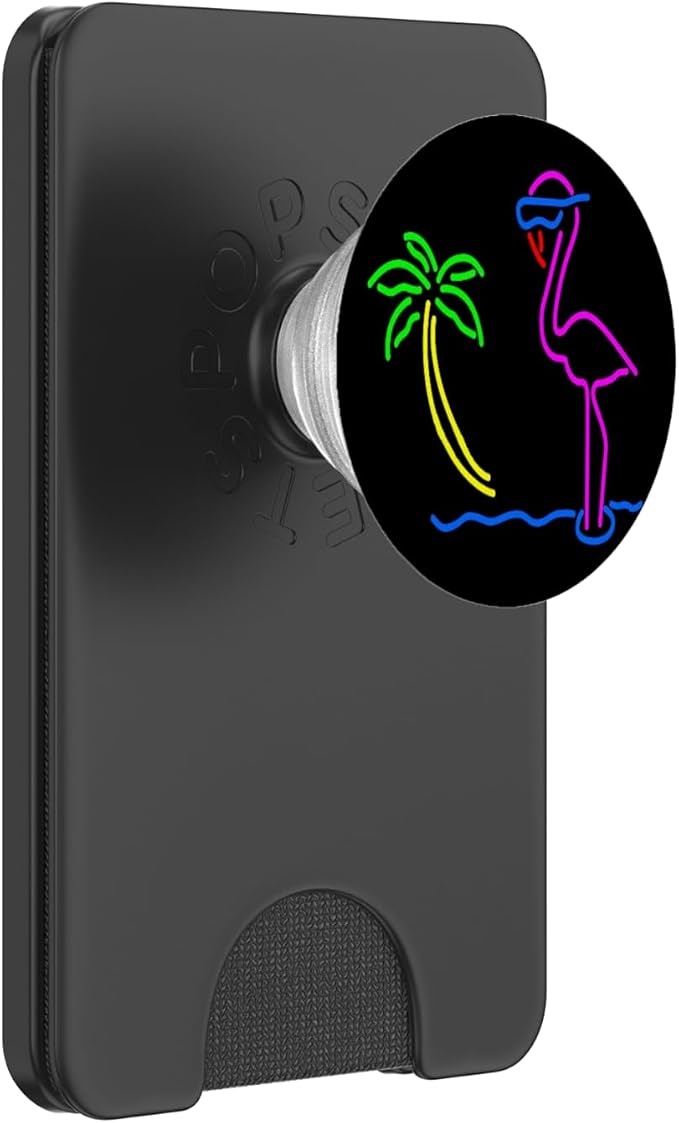 Neon Pink Flamingo Tropical Colorful Artwork Pop-Socket PopSockets Adhesive PopGrip