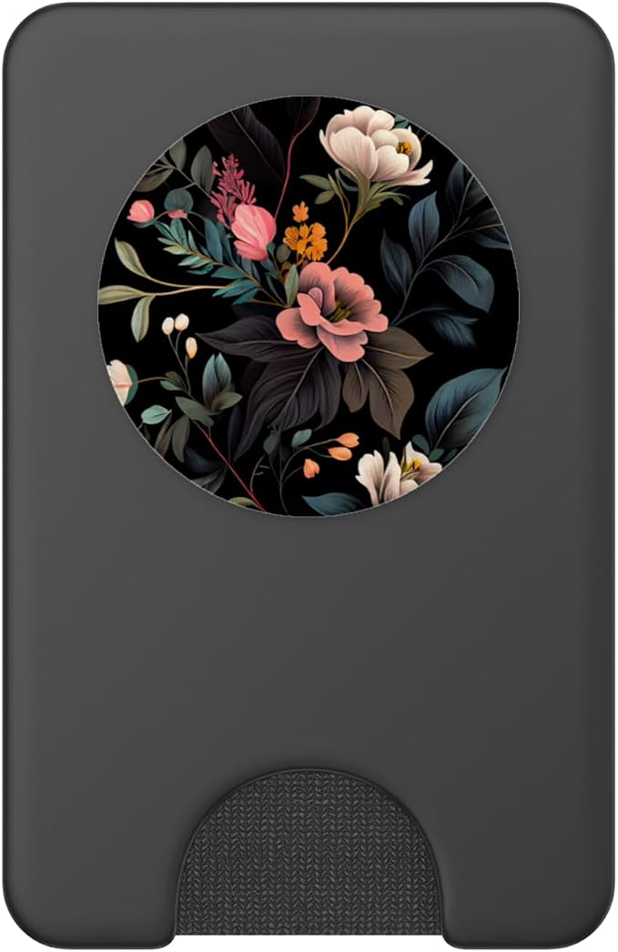 Floral Botanical Pattern Black PopSockets Adhesive PopGrip