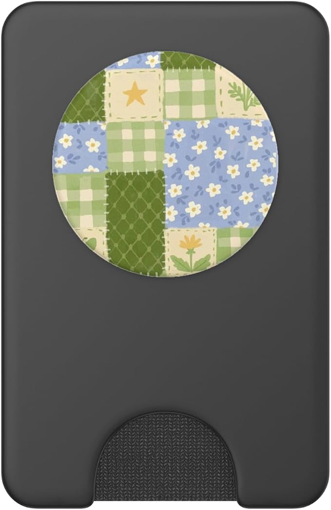 Green Blue Patchwork Floral Pattern PopSockets Adhesive PopGrip