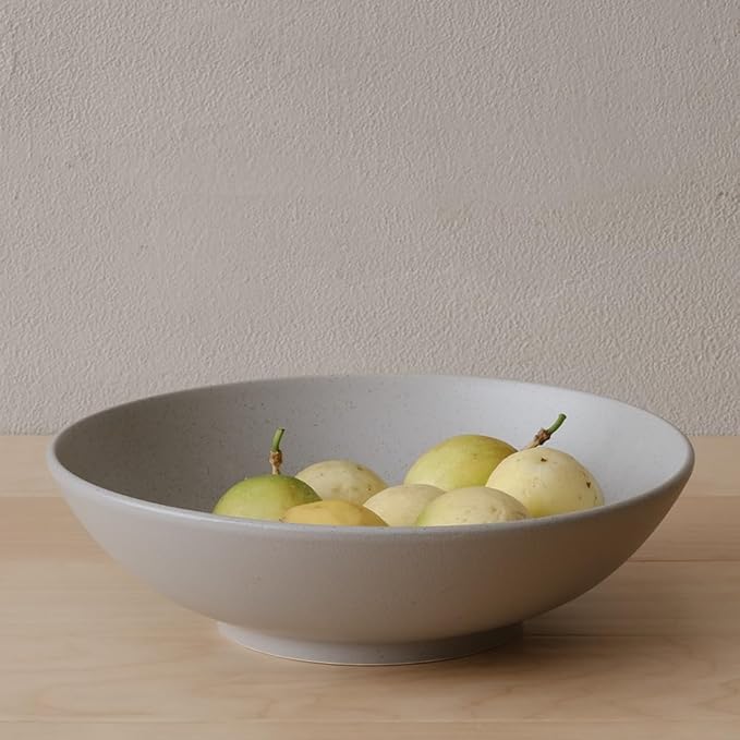 WENSHUO Large Salad Bowl, Ceramic Stoneware with Reactive Glaze, Serving & Mixing, 2Qt (Sandstone Gray)