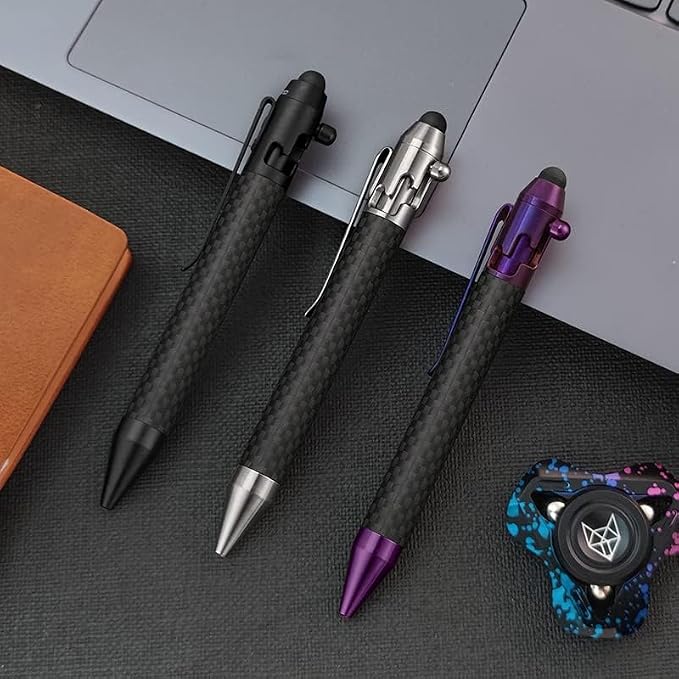 Cool Hand 4.9'' Brass Bolt Action Pen with Retractable Stylus Tip | for Any Touch Screen Ballpoint Ink Refillable Compact Size Skelton Out Deep Pocket Clip (Brass)