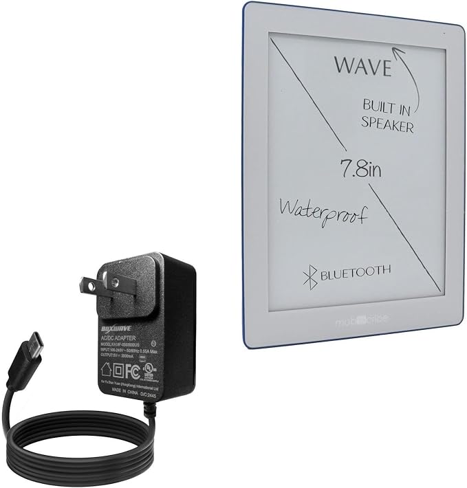 BoxWave Charger Compatible with Mobiscribe Wave Black &amp White (7.8 in) - Wall Charger Direct (15W) Rapid Charge Your Device with Built-in 3ft Cable