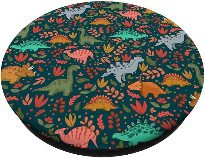 Cute Floral Midnight Green Dinosaurs PopSockets Adhesive PopGrip