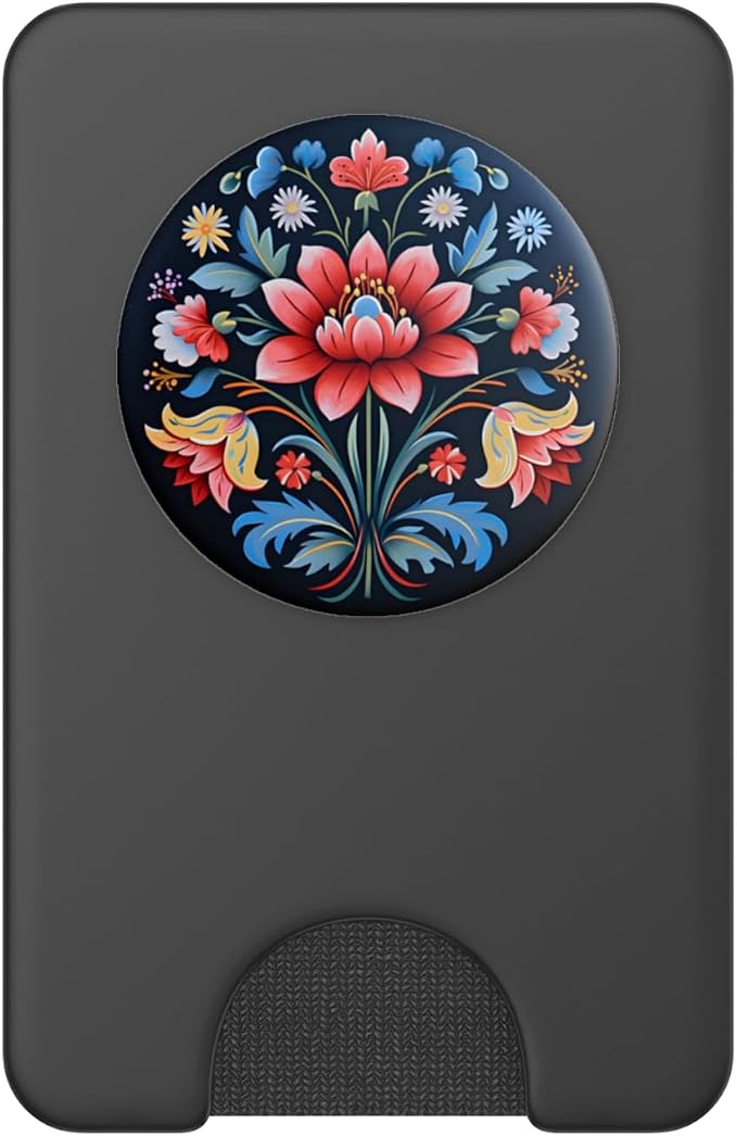 Norwegian Rosemaling Flower Rose PopSockets PopGrip for MagSafe
