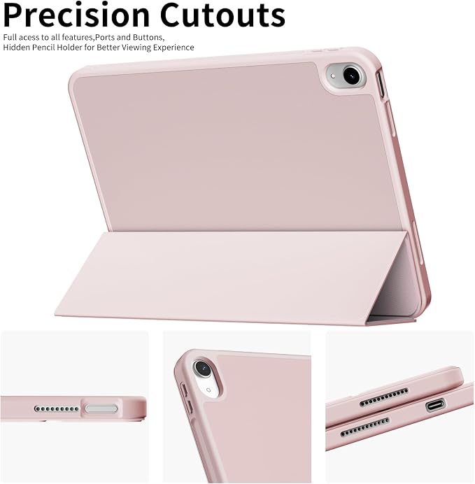 Case for iPad 11th Generation A16 Chip (2025) iPad 10th Generation Case 10.9-inch (2022) Trifold Stable Stand Protective Soft TPU Back Cover with Pencil Holder Black