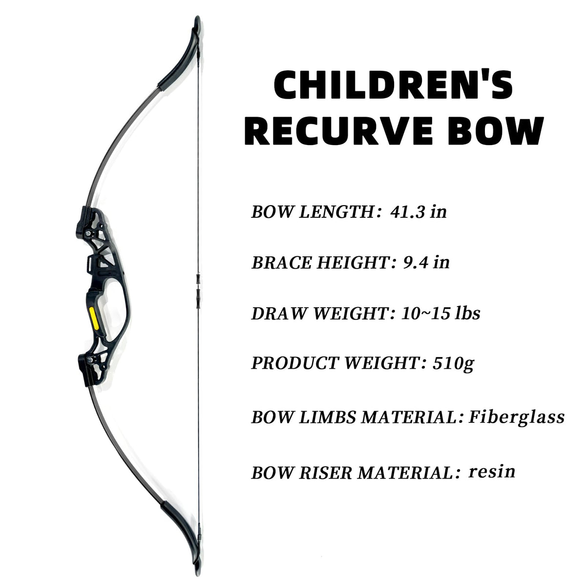 41" Archery Set,Youth Bow and Arrow Set, Suitable for Beginners and Teenagers in Archery, Adjustable from 10-15 Pounds, Suitable for Training and Improving Archery Skills in Various Scenarios（Black