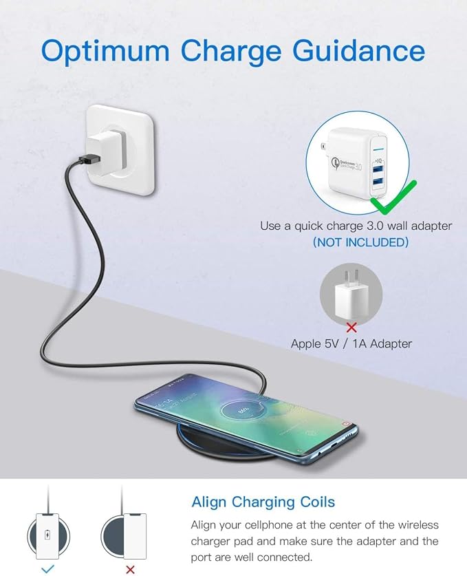 15W Wireless Charger Fast Charging Pad Compatible with T-Mobile REVVL 7 PRO 5G (ONLY for 7 PRO) Slim Quick Charge