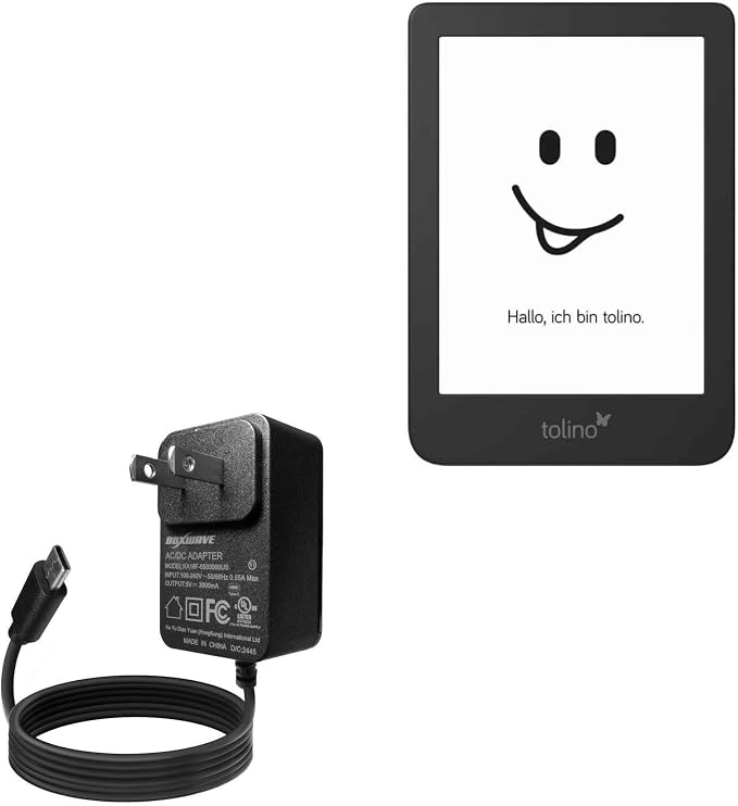 BoxWave Charger Compatible with Tolino Shine 4 - Wall Charger Direct (15W) Rapid Charge Your Device with Built-in 3ft Cable