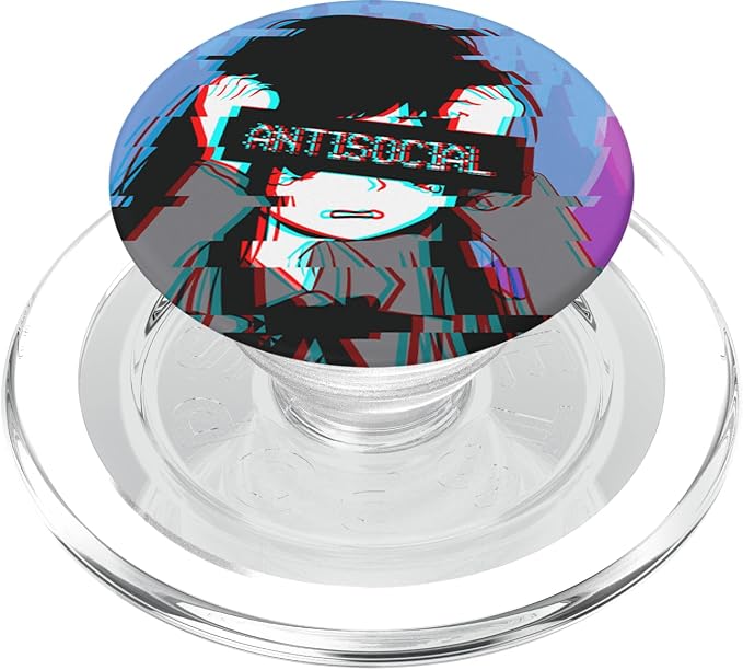Antisocial Sad Anime Girl Japanese Vaporwave Aesthetic PopSockets Adhesive PopGrip