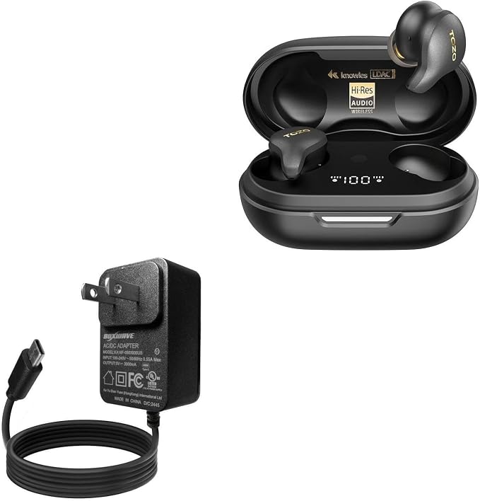 BoxWave Charger Compatible with TOZO Golden X1 - Wall Charger Direct (15W) Rapid Charge Your Device with Built-in 3ft Cable