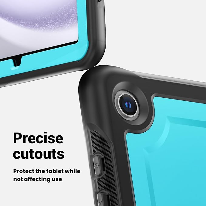 for Samsung Galaxy Tab A9 Case 8.7 inch (SM-X110/X115/X117) with Shoulder Strap 360° Rotatable Kickstad Shockproof Protective Case Cover for iPad mini 7 A17 Pro Black