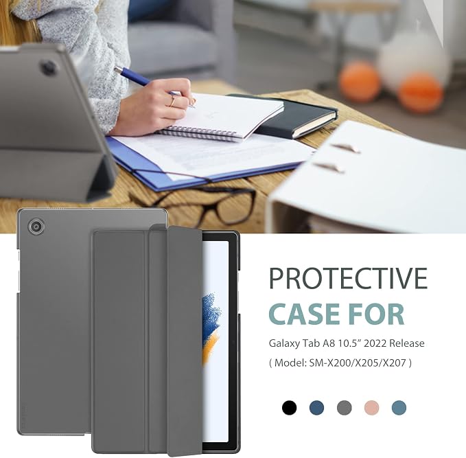 ProCase Smart Case for Galaxy Tab A8 10.5 Slim Stand Hard Back Shell Protective Smart Cover Case for Galaxy Tab A8 10.5 Inch 2022 SM-X200 X205 X207 -Black