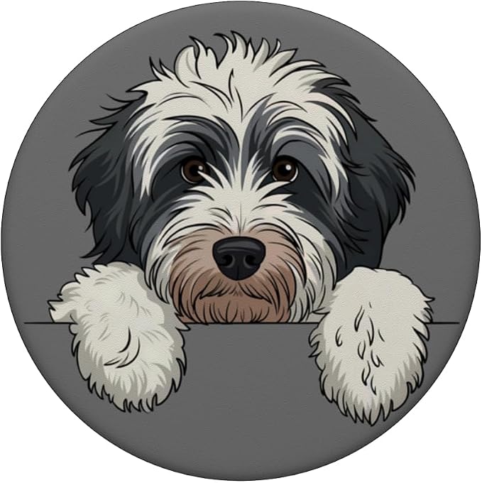 Cute Bernedoodle Peeking Doodle Puppy Dog Lover Men Women PopSockets Adhesive PopGrip