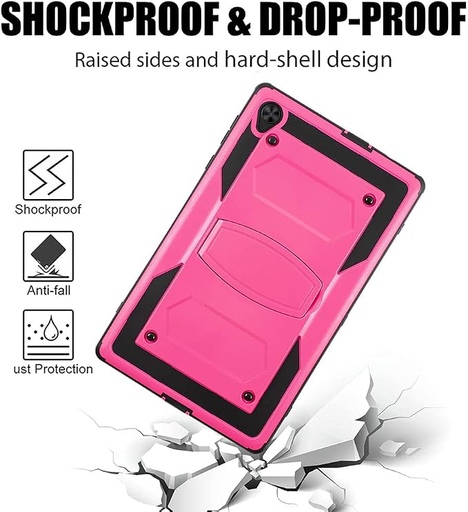Mignova for Alcatel Joy Tab 2 8 inch 2020 Case Model 9032Z Come with HD Tempered Glass Screen Protector for TCL Tab Model 9048S Tablet Case Built in Stand Shockproof Hard Back Shell Case (Pink+1 Pcs)