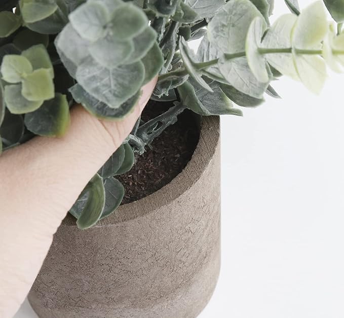 Fake Plants,3 Pack Small Artificial Plants Indoor Mini Potted Faux Plants For Home Decor,Eucalyptus Greenery Plastic Green Grass Fake Plants for Shelves Desk Bathroom Bedroom Farmhouse Shelf Decor