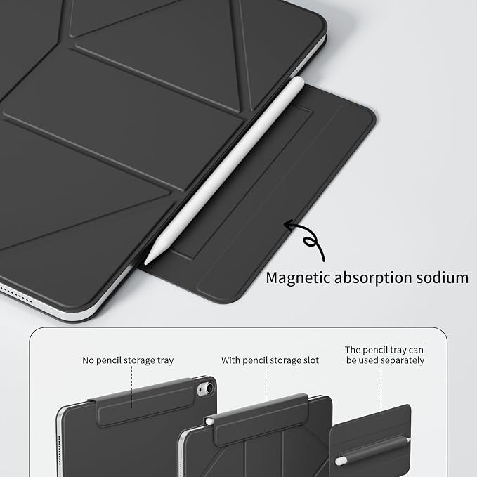 Dynamic Folio Magnetic Case for iPad A16 11th/10th Gen 11/10.9 inch | Removable Cover with 20+ Multi-Angle Stand Strong Attachment| Detachable Clasp| Ultra Thin| Auto Wake/Sleep Black