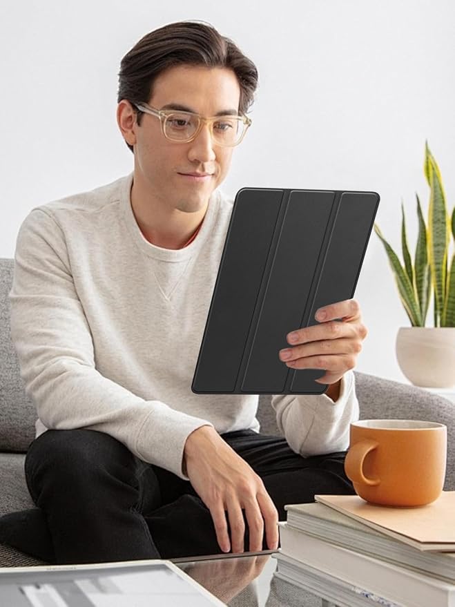 for Lenovo Yoga Tab(TB710FU) 2025 Android 11.1 Inch Tablet CaseBOVUGAC Tri-fold Tablet Case Cover for Yoga Tab 11.1Full Protection Premium PU Scratch Resistant.(Black)