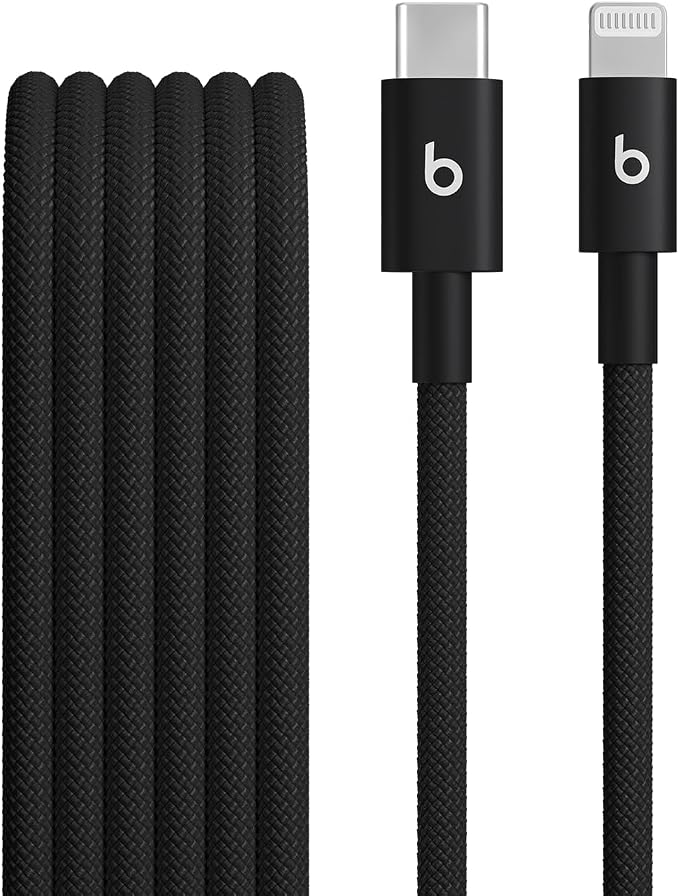 Beats 240W USB-C to USB-C Braided Cable Fast Charging Durable/Tangle Free Compatible with Apple and Android Devices (3 m/10 ft) – Bolt Black