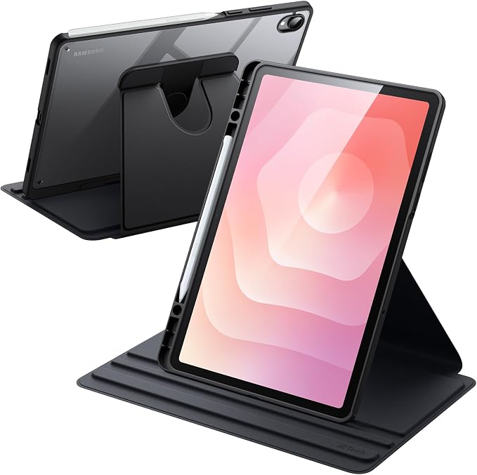 JETech Rotating Case Cover for Samsung Galaxy Tab S11 Black | 360° Rotation Stand Clear Back Design Auto Wake/Sleep S Pen Holder Full Protection