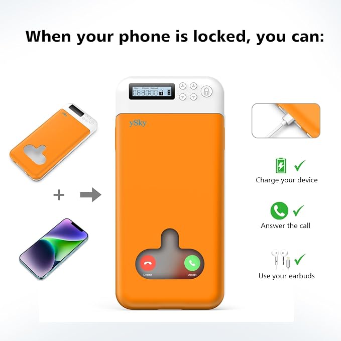 Cell Phone Lock Box with TimerPortable Timed Phone Lock Box for iPhone and Android Phones Self-Control Timer Phone Locker to Help KidsStudents Focus Back