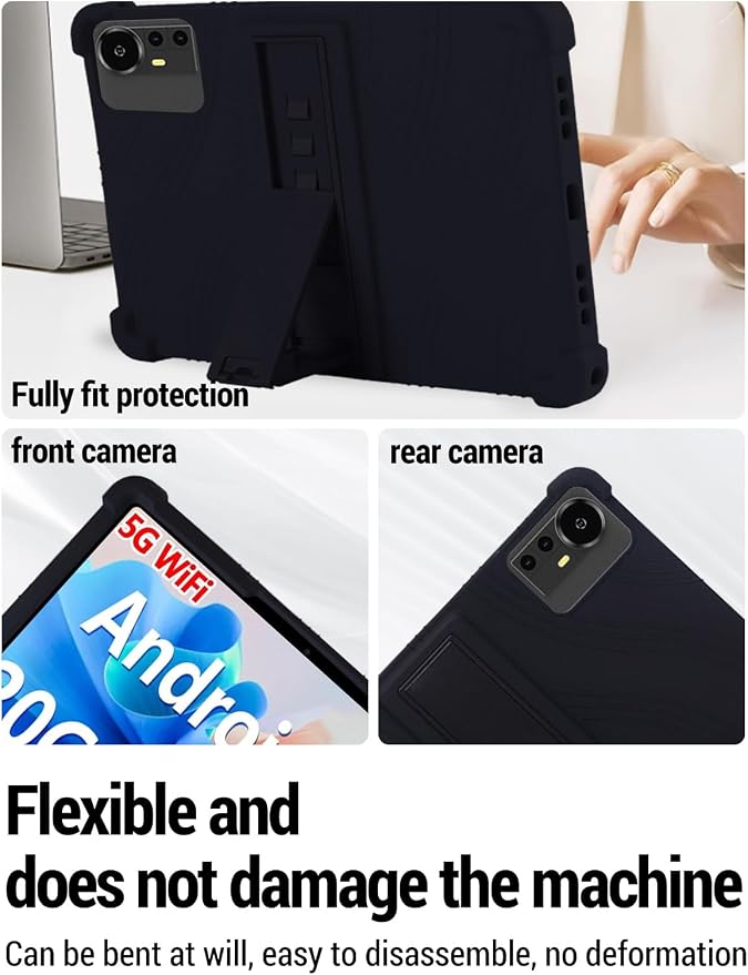 for Bnegynng CP31M 10 inch Tablet Protective case Shockproof Lightweight Silicone Protective Cover with Stand Child-Friendly Protection Easy to Clean DesignBlack