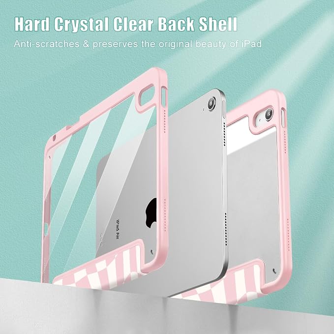 Mektron Case for 2026 iPad Air 11 inch M4 8th (M3 2025 7th /M2 2024 6th) Compatible with iPad Air 10.9 (2022 5th Gen /2020 4th Gen) Shockproof Clear Shell Blue Bows &amp Flowers