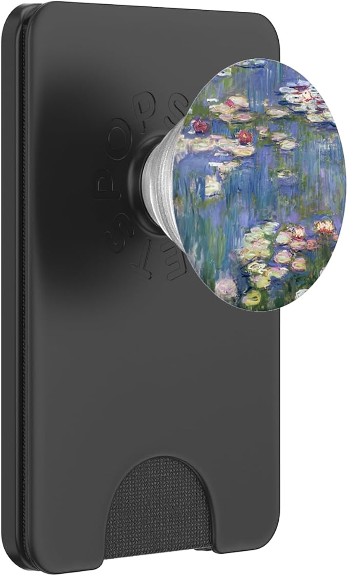PopSockets Monet's Water Lilies Modern Art Impressionism Painting Phone Grip - Black - Compatible with Smooth Hard Plastic Phone Cases
