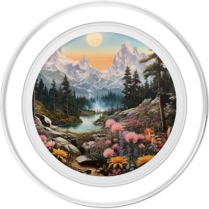 Mountains Landscape With Trees And Flowers Floral Nature PopSockets Adhesive PopGrip