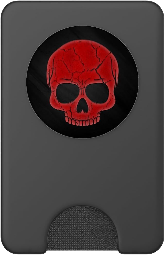 Red Skull face On Black PopSockets Adhesive PopGrip