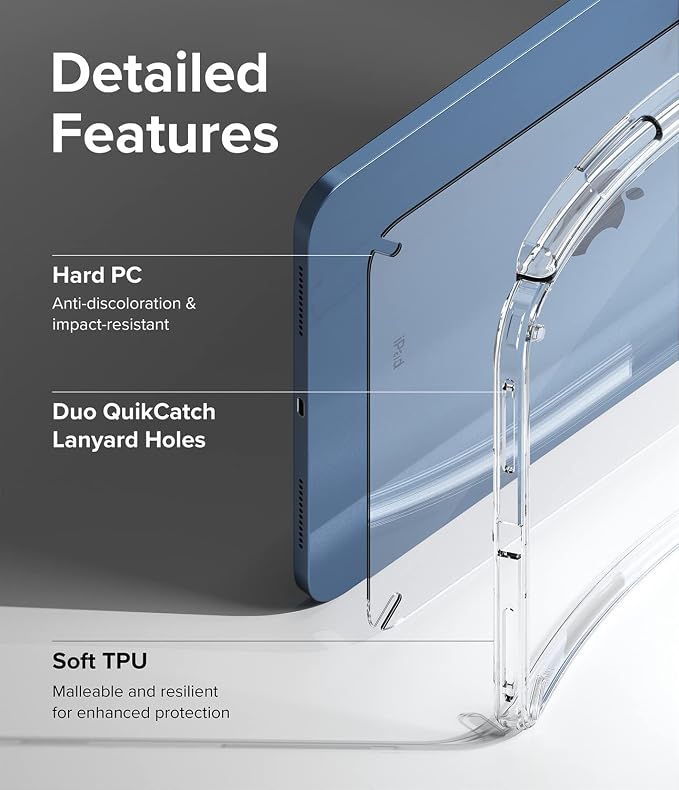Ringke Fusion [No Wobbling] Compatible with iPad 11th Generation Case (A16 2025) and iPad 10th Generation Cover (2022) Transparent Shockproof Back with Pencil Holder - Clear