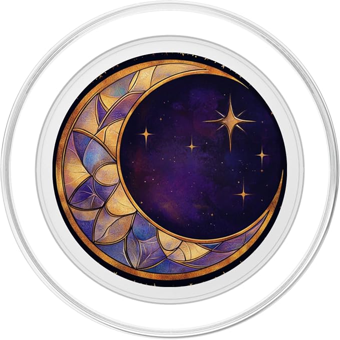Whimsical Crescent Moon and Stars Art Pattern PopSockets PopGrip for MagSafe