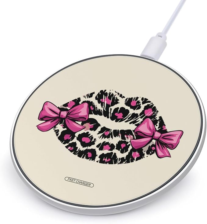 Leopard Kiss Lips Bows Wireless Charger Portable Charging Pad | LightweightAll Smartphone