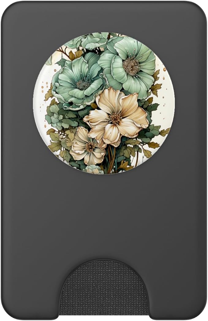 Sage Green Wildflower Floral Moon Flower Botanical PopSockets PopGrip for MagSafe