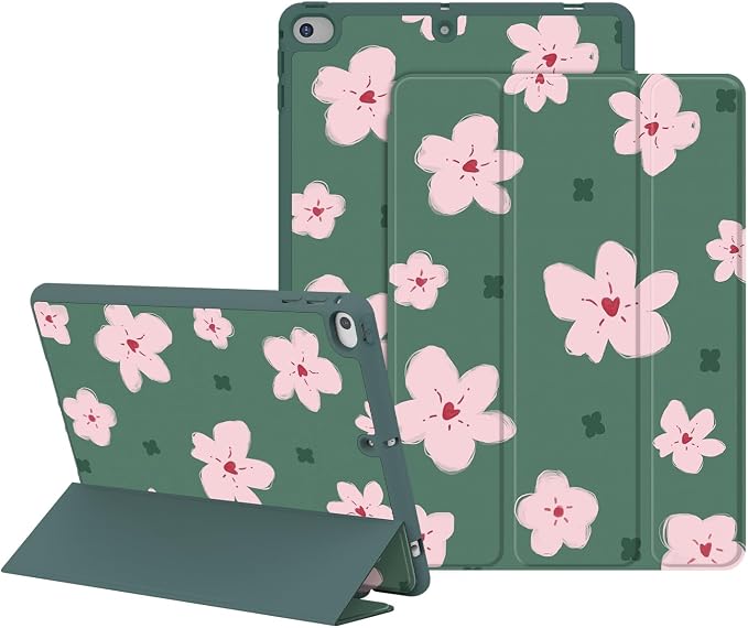 Case for iPad 6th / 5th Generation 9.7-inch iPad Air 2 /Air 1 | Smart Trifold Stand Shockproof Case with Pencil Holder Auto Wake/Sleep Cover Viewing &amp Typing Angles Black Flowers