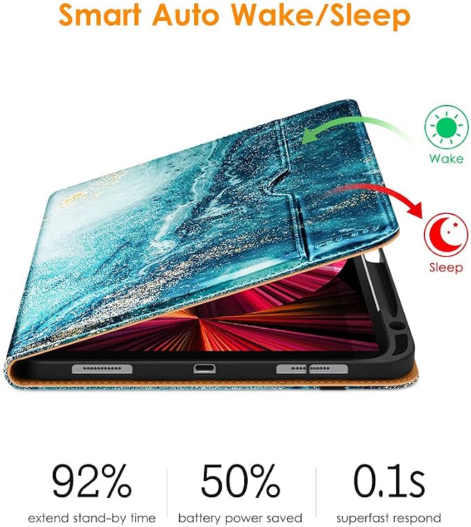 DTTO Case for iPad Pro 11 Inch 4th / 3rd / 2nd / 1st Generation 2022/2021/2020/2018Premium PU Leather Folio Stand Cover with Hand Strap Auto Wake/SleepMultiple Viewing Angles Black