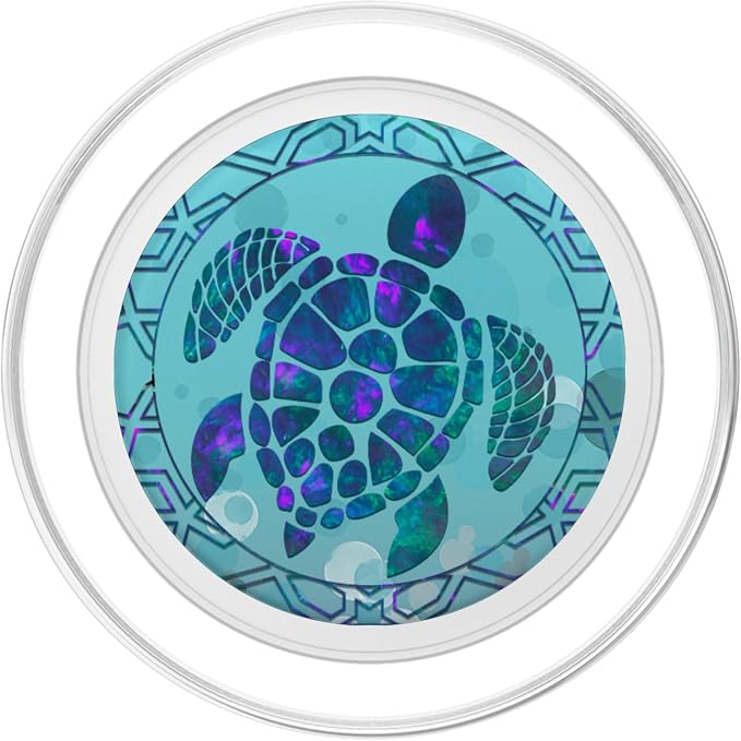 Teal Blue Purple Turtle and Geometric design On Light Blue PopSockets Adhesive PopGrip