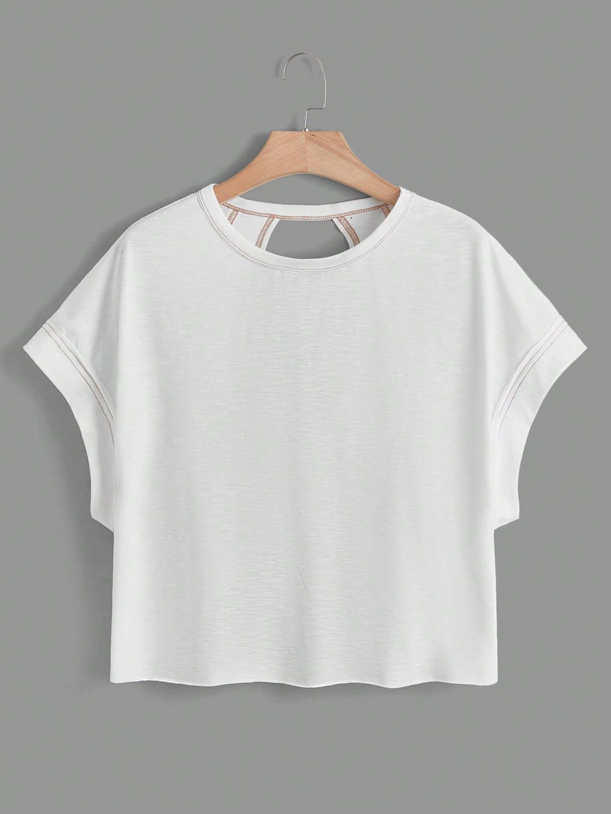 WDIRARA Women's Back Keyhole Workout Yoga Tops Loose Fit Short Sleeve T Shirt White Small