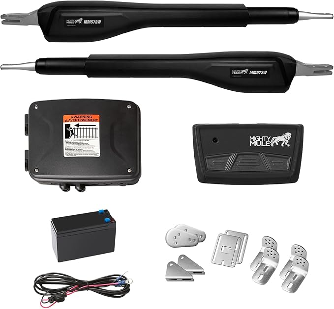 Mighty Mule MM572W HD Dual Arm Gate Openers 12 V Wireless AC/Battery Powered Automatic Gate Opener