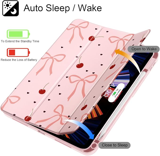 Mektron Case for 2026 iPad Air 11 inch M4 8th (M3 2025 7th /M2 2024 6th) Compatible with iPad Air 10.9 (2022 5th Gen /2020 4th Gen) Shockproof Clear Shell Blue Bows &amp Flowers