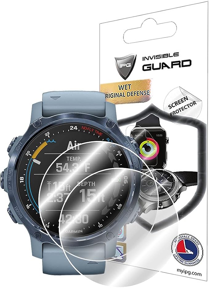 IPG for Garmin Descent Mk1 Hydrogel Screen Protector (2 Units) Invisible HD Clear Film Anti Scratch Guard-Smooth/Self-Healing/Bubble for Mk1