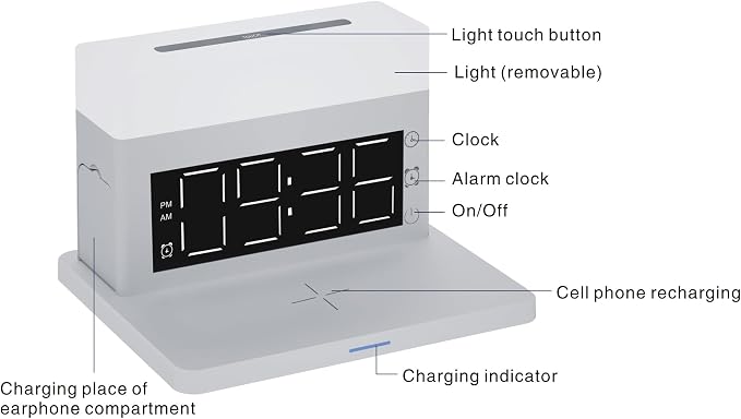 IHAO 3in1 Multifunctional Foldable Wireless Charging Station with LED Ambient Night Light Fast QC3.0 Charger for Phone iWatch Headphone Space-Saving Auto-Shutoff &amp Overcharge Protection-Black