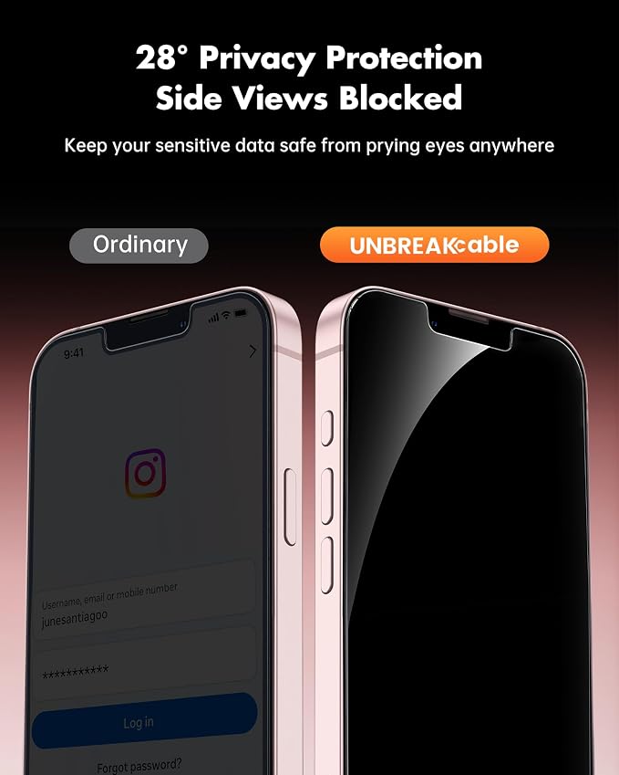UNBREAKcable 2 Pack Privacy Screen Protector for iPhone 11 Pro Max/Xs Max Shatterproof Tempered Glass [True 28°Anti Spy] [9H Hardness] [Easy Installation] Protector for Apple 6.5