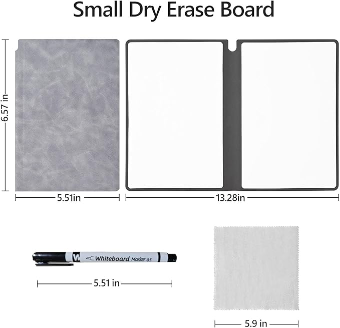 Portable Dry Erase Board,Portable White Board,Small Dry Erase Board,Foldable,Erasable,Repeatable,9.5 * 6.6 inches,for Office,Home,School,Study,Meeting(Grey)