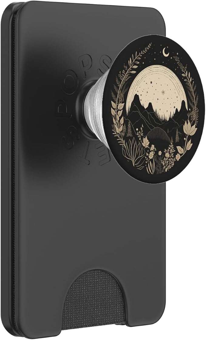 Boho Chic Floral Forest Nature Mountain Moon Hiking Camping PopSockets Adhesive PopGrip